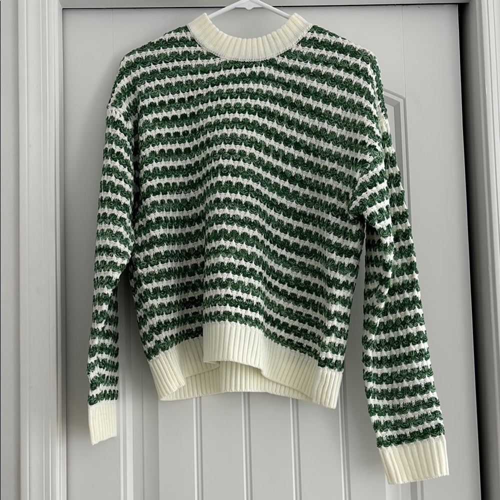 Vici Green and White Striped Sweater, brand new